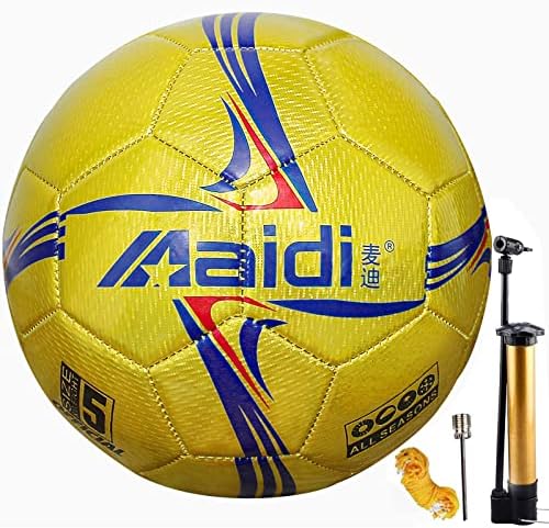Fantecia Soccer Ball with Pump, Official Size 5 Soft Soccer Ball, Children Youth Adult Practice Soccer Balls, League, Club, School Game Soccer Ball