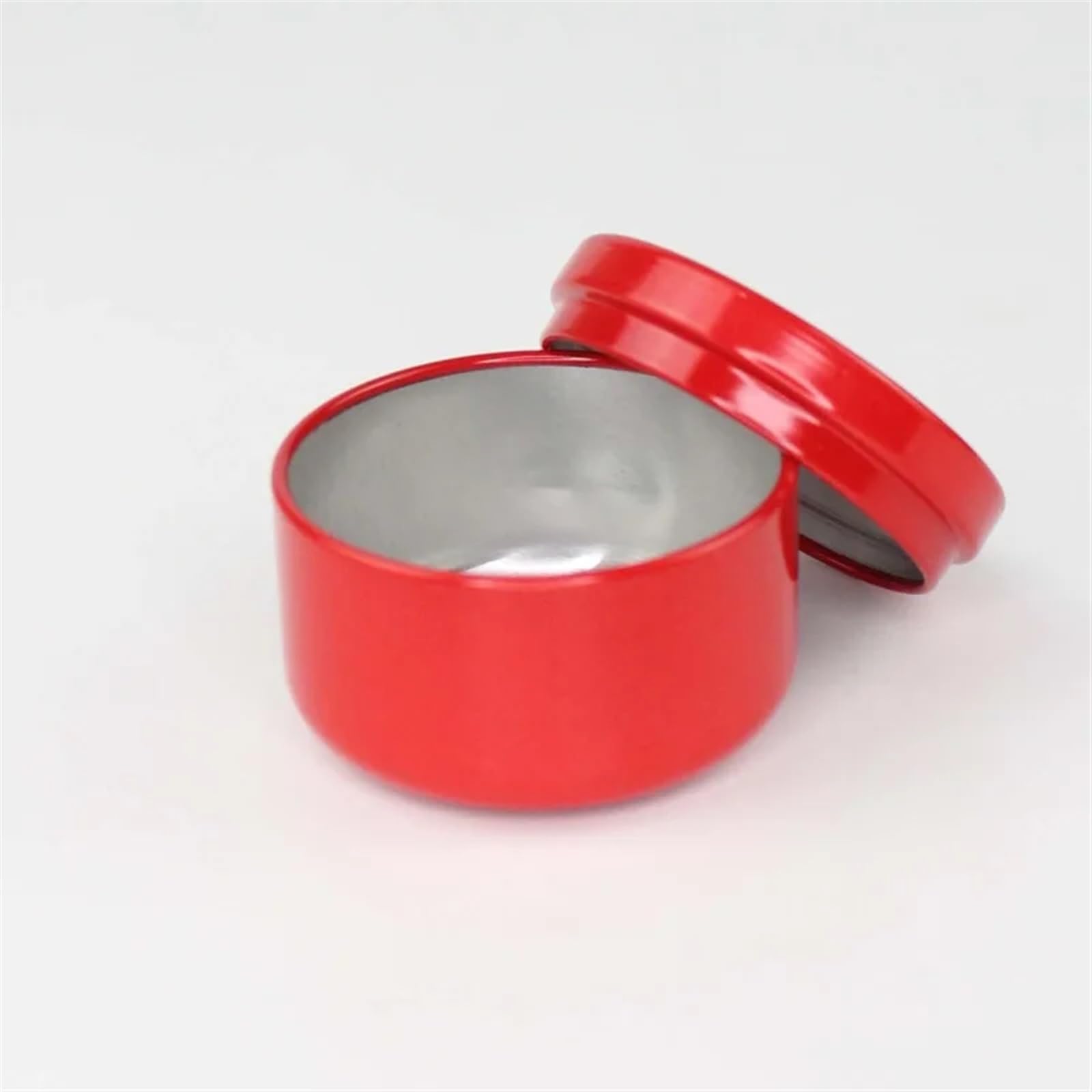 100 barattoli per candele, in alluminio, 50 ml, multicolore, rotondi, per aromaterapia, barattolo di metallo sigillato (rosso)