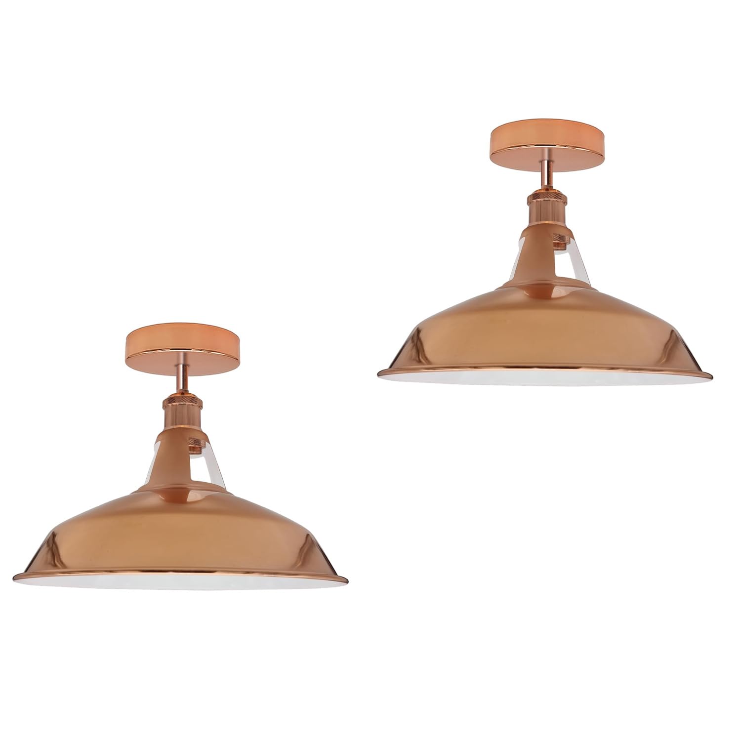 LEDSone 2 Pack of-Semi Flush Mount Ceiling Light Fitting - Industrial Vintage Style Kitchen Light Ceiling Metal 30cm Rustic Farmhouse Lighting Fixture (Rose Gold - 2 Pack)