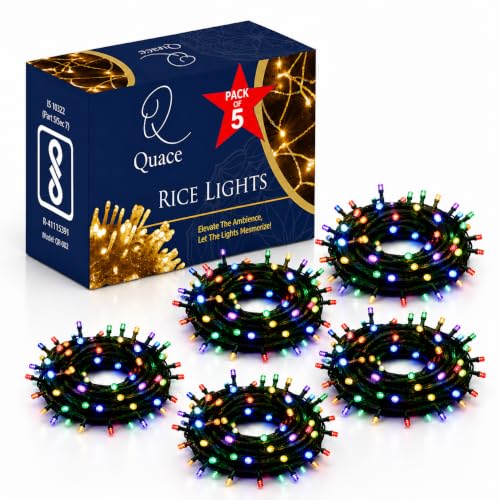Image of Quace 10 Meter LED String Lights Pack of 5, 26 Multicolor LEDs, 360 Fairy Lights with Flexible Wire for Diwali, Christmas, Wedding, Party, Balcony & Indoor Outdoor Decoration