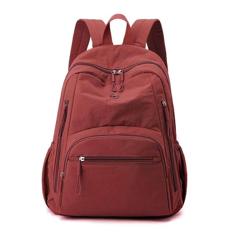 Mochila Feminina de Nylon Grande Capacidade para Viagem, Estudos e Uso Diário, Leve e Casual(2253 - Vermelho)