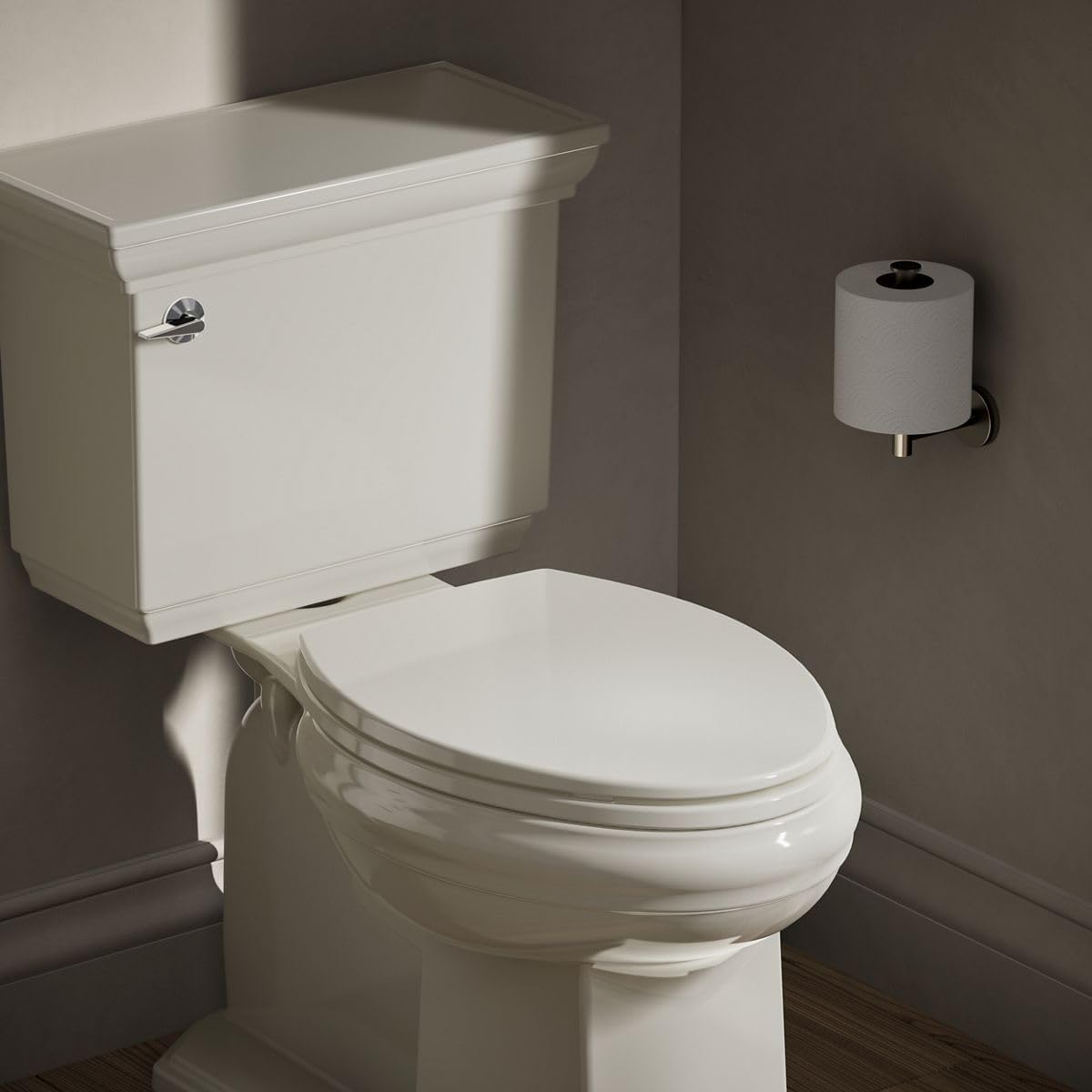 KOHLER K-4774-47 Brevia Elongated Toilet Seat with Quick-Release Hinges And Quick-Attach Hardware For Easy Clean, Almond Elongated Almond