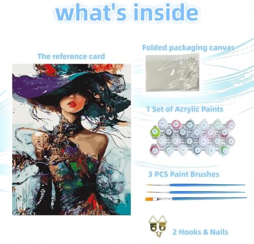 Image of HASTHIP Paint by Numbers Kit for Adults Beginner DIY Romantic Lady Canvas
