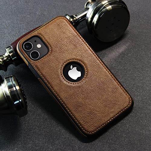 Image of M7 Back Cover Compatible with iPhone 12 Flexible Slim Leather Case for iPhone 12 (Brown)