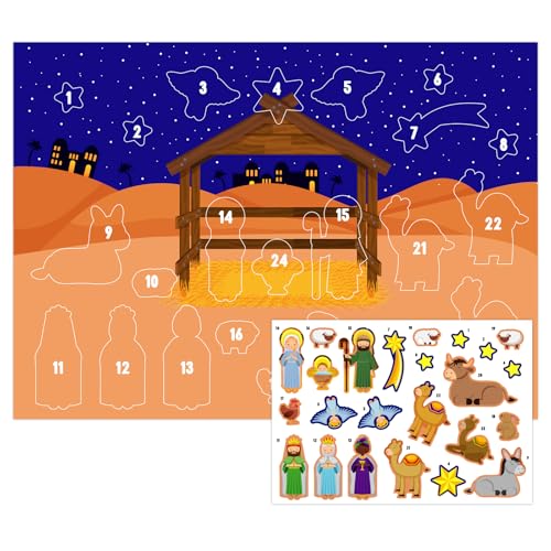 Calendrier De L'Avent Chrétien En Acrylique 18x26cm - 24 Jours, Scène De La Nativité, Décoration Noël Maison - 2