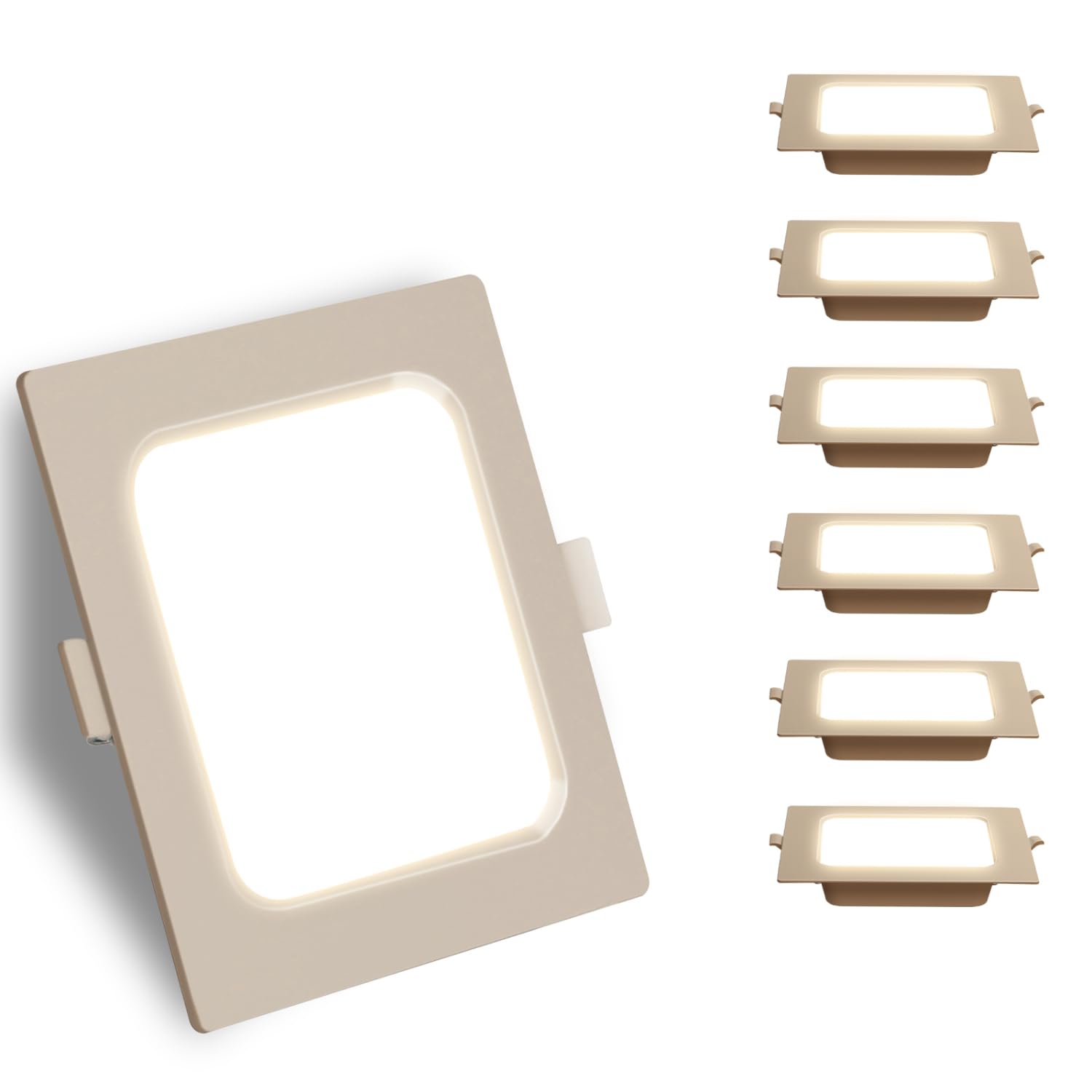 Set 5 Faretti A LED Quadrati Pegaso - 12W, Luce Fredda 6000K, Ideali Per Incasso - copertina