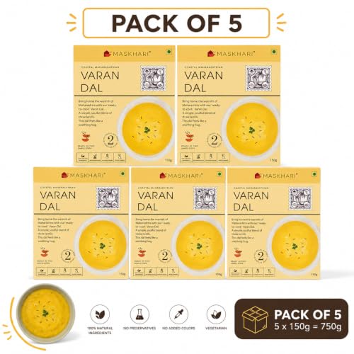 Image of Maskhari Ready to Eat Varan Daal 150g Pack of 5 | Maharashtrian Toor Dal | Heat & Eat Instant Indian Food | Pure Veg | No Preservatives Artificial Colours | Ready Meal | Travel & Busy Life Style