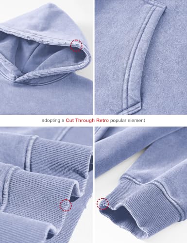 Image of FAIABLE Womens Oversized Acid Wash Hoodie Unisex Heavyweight Cotton Hoodies Fleece Vintage Washed Sweatshirt Women Men