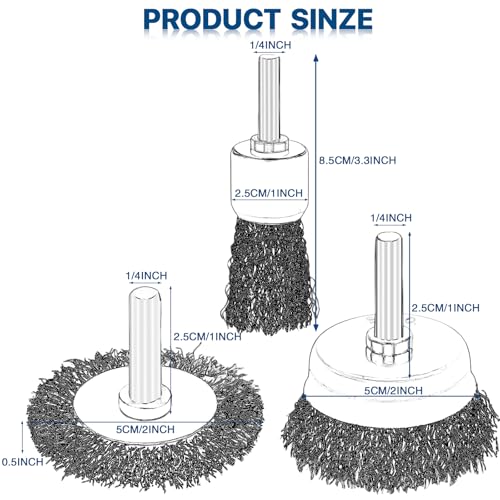 Image of 15 Pieces Wire Brushes, 2 Inch Wire Wheel for Drill, Copper Plating Wire Polishing Wheel Kits for Rotary Tools (1 /4 Inch Mandrel)