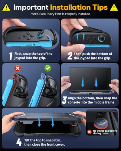 Image of FASTSNAIL Switch 2 Protective Case, Switch 2 Cover with Dockable TPU Middle Frame, Non-Slip Ergonomic Grip for Joycon 2, Anti-Scratch PC Front Cover with 12 Game Card Slots for Switch2 - Light Green