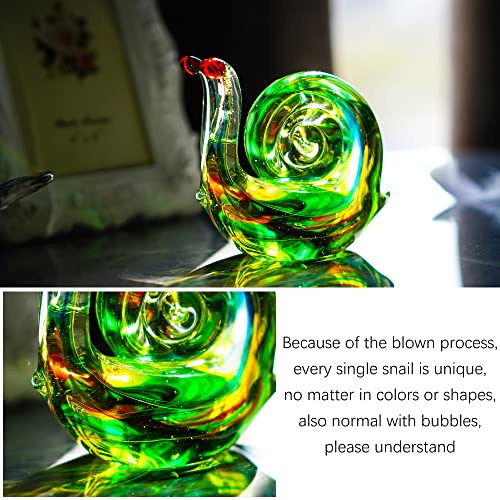 QFkris 4.4inch Blown Glass Snail Figurine Collectibles Handcrafted Glass Animal Paperweight Home Art Statue Decoration for Women - Thumbnail 5