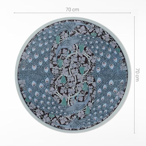 Tapis vinyle durable et elegant ø70 cm decoration d'interieur chic paon - 4