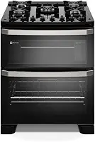 Electrolux Fogão 5 bocas Electrolux Preto Experience Mesa de Vidro, 2 Fornos e PerfectCook360 (FE5DB) 220V