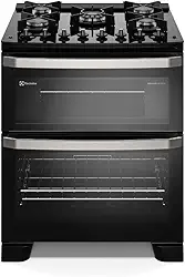 Electrolux Fogão 5 bocas Electrolux Preto Experience Mesa de Vidro, 2 Fornos e PerfectCook360 (FE5DB) 220V