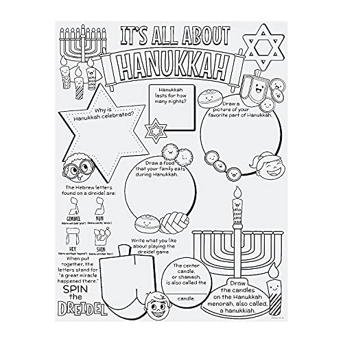 Color Your Own It’s All About Hanukkah Posters - 12 Pieces