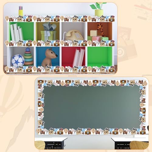 Image of BeYumi Travel Theme Border Trim - 65ft Back to School World Traveler Rolled Border Trim Explore World Bulletin Board Set School Classroom Office Chalkboard Kindergarten Home Wall Party Decoration
