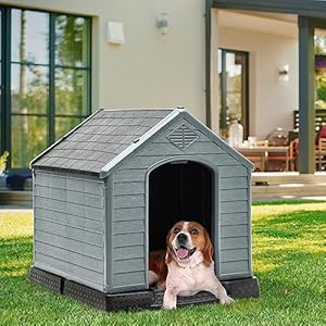 Yitahome 345 Large Plastic Dog House Outdoor Indoor Doghouse Puppy Shelter Water Resistant Easy Assembly Sturdy Dog Kennel with Air Vents and Elevated Floor 345l31w32h Black+gray Cucciolini Doodles Yitahome 34 5 large plastic dog house outdoor indoor doghouse puppy shelter water resistant easy assembly sturdy dog kennel with air vents and elevated floor 34 5l31w32h black+gray cucciolini doodles