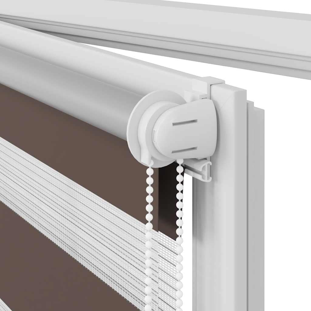 Hothingwell Tenda a rullo zebrato caffè, 136,7 x 175 cm, tenda veneziana Zebra 140 cm, tessuto opaco e trasparente in poliestere, guida in alluminio 140 inclusa