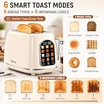 Mecity Retro Toaster 2 Slice, Touch Screen Toaster 120V 825W, Cream Color