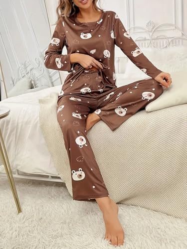 Image of Louis Luxe Womens Korean Night Dress || Full Pyjama Set || Korean Nightsuit || Women Nightwear ||Round Neck Full Sleeve Nightsuit || Loungewear || Everyday Nightdress (ND-02)