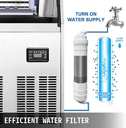 Kommerzieller Eisbereiter 80LBS/24H mit 33LBS-Behälter und elektrischer Wasserablaufpumpe, durchsichtiger Würfel… – Bild 7