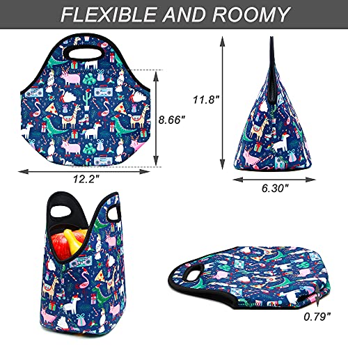 Christmas Neoprene Lunch Bags Insulated Lunch Tote Bags For Women Washable Lunch Container Box For Work Picnic Lightweight Meal Prep Bags For Men Women (Cartoon, Neoprene) #TOP3