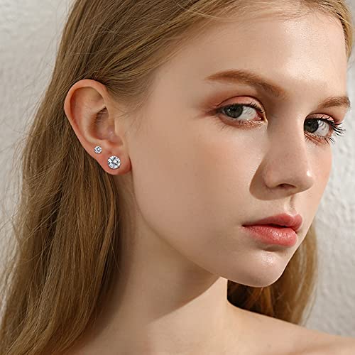 Besteel 5 Pairs G23 Titanium Stud Earrings, Simple Polished Cz/Ball Studs Cartilage Earrings Jewelry, 3/4/5/6/8 Mm Cartilage Stud Earrings Style A #TOP6