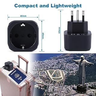 Adaptateur de Prise Europe vers Brésil, Prise Schuko Européenne/Allemande/Française/Italienne/Espagnole Prise Type C/E/F Adaptée au Convertisseur de Prise de Voyage Prise Brésilienne (1 pièce)