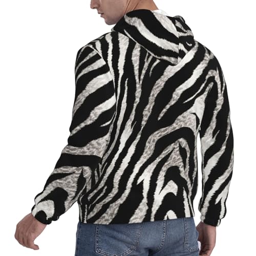 Men's Fleece Pullover Hoodie Long Sleeve Hooded Black and white zebra print Sweatshirt Casual Shirts With Pockets X-Large4