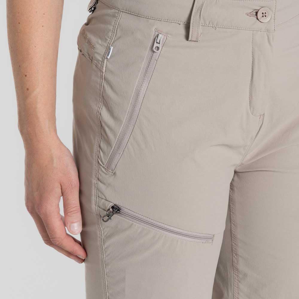 Craghoppers NosiLife Zip-Off spodnie outdoorowe dla kobiet, odporne na owady, w krótkim rozmiarze