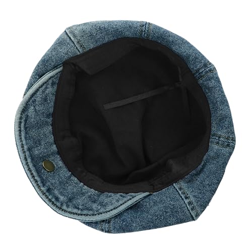 Béret octogonal oreilles de chat avec coupe réglable en denim bleu - 4