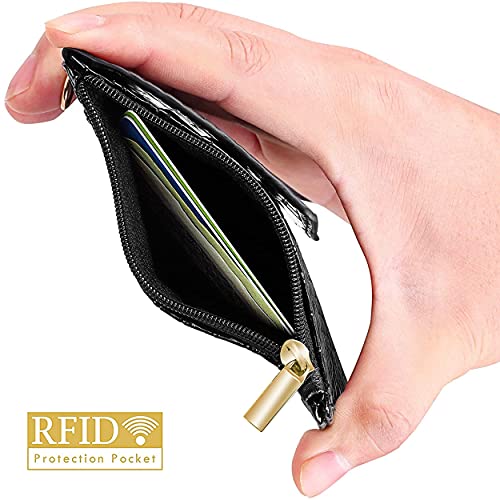 Elv Badge Holder With Zipper, Pu Leather Id Badge Card Holder Wallet With 5 Card Slots, 1 Side Rfid Blocking Pocket And 20 Inch Neck Lanyard Strap For Offices Id, School Id, Driver Licence #TOP5