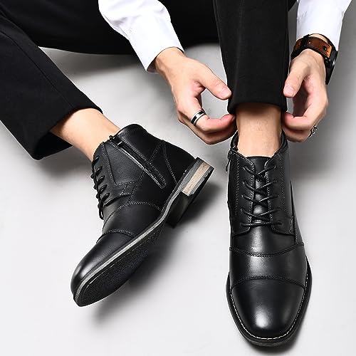 Image of Arkbird Men's Dress Boots Genuine Leather Cap Toe Ankle Boot with Side Zipper for Casual Business Formal Wear