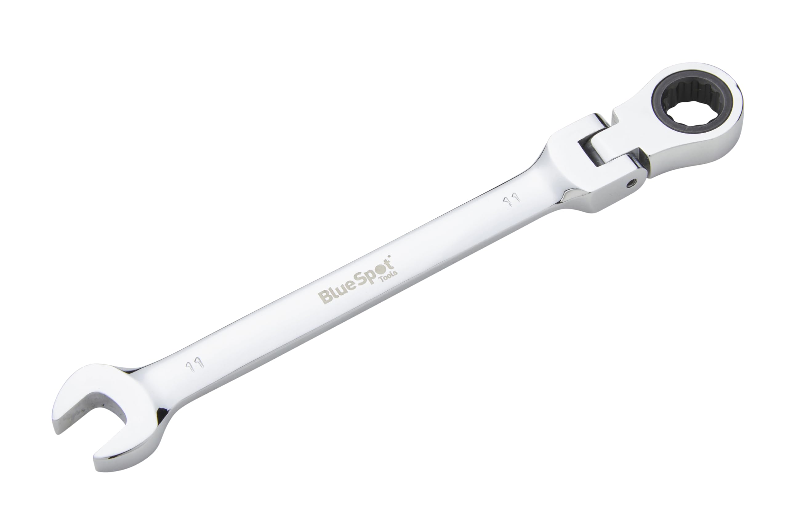 Blue Spot Tools 11mm Chrome Vanadium Ratchet Spanner Flexible Head (180°), Silver - Image 2