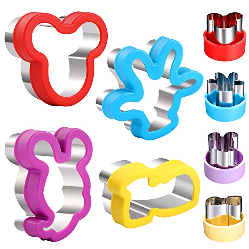 Mickey Mouse Sandwich Cutter set, Mickey Head & Side Face & glove & Shoes Cartoon Shapes Sandwich Cutters Cookie Cutters Vegetable cutters-Food Grade Cookie Cutter Mold for Kids (Big+Small, 8pack)