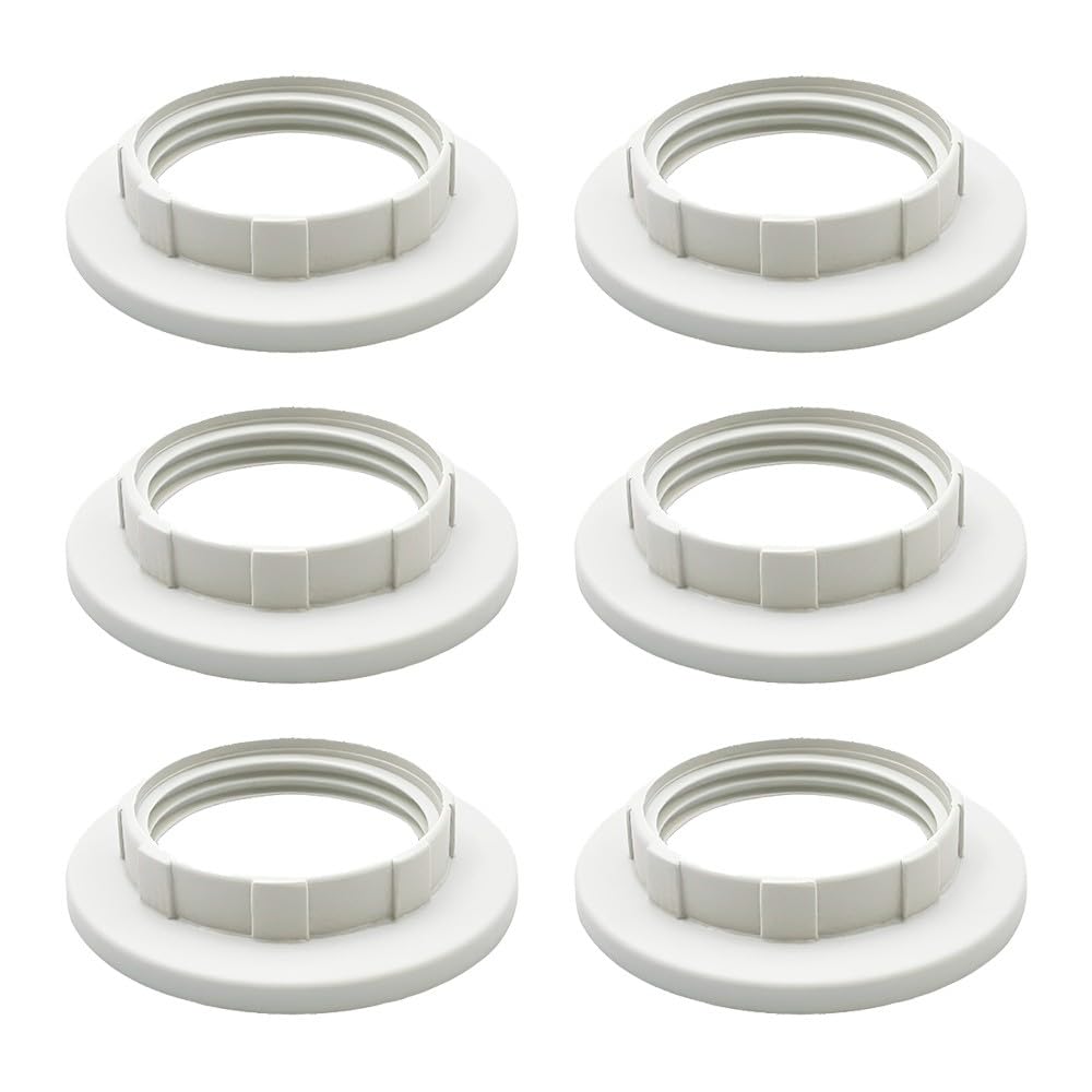 DAZISEN E14 Lampshade Reducer Ring - 6 Pcs Plastic Lamp Shade Reducer Ring Converter White Light Shade Adapter Ring Lampshade Fitting E14 Replacement Ring for Light Fixture