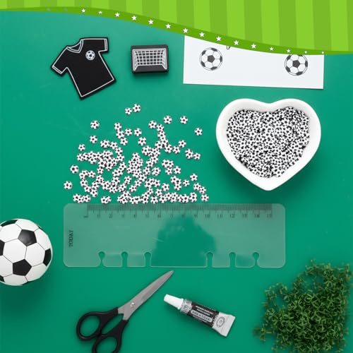 Image of Weysat 30g Mini Soccer Polymer Clay Slices 0.2 Inch Tiny Clay Soccer Pieces Sports Sprinkles Ball Confetti for Clips Nail Art DIY Craft Party Decoration Favors for Team Sports Lover