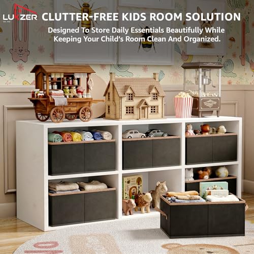Image of Lukzer 1Pc Black Foldable Clothes Organiser Storage Box Stackable Space-Saving Wardrobe Organizer for Storage with Handles & Rust-Free Multipurpose Organizers Basket for Almirah Cupboard Pants Jeans