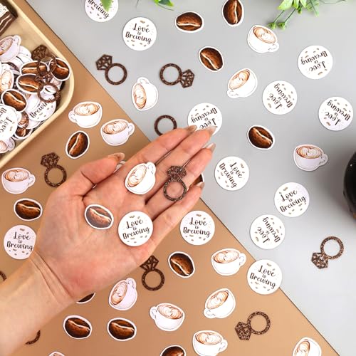 Image of Coffee Bridal Shower Decorations - 200PCS Coffee Confetti, Love is Brewing Bridal Shower Decorations, Cafe Table Decorations for Love is Brewing Wedding Shower Engagement Party (Pack of 3)