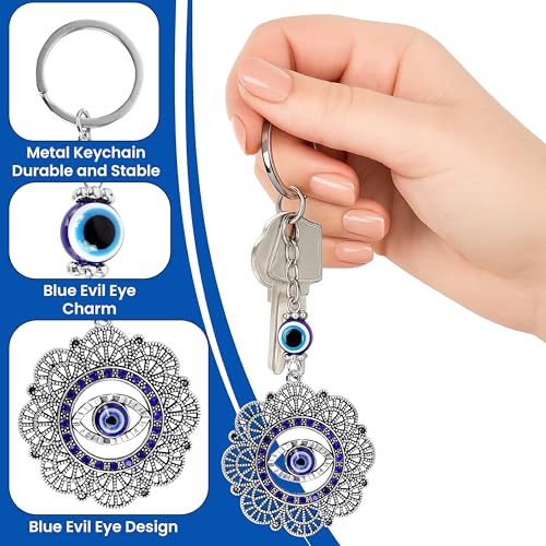 Image of Storite Evil Eye Mandala Keychain, Blue and Silver