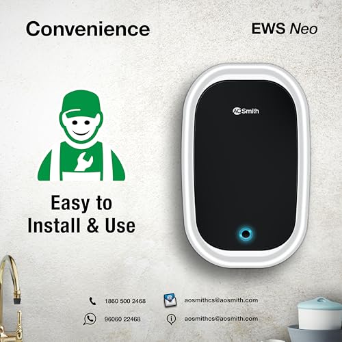 Image of AO Smith EWS NEO-3L Instant Geyser 3 Litre With 3kW Express Heating | High Rise Building Bathroom & Kitchen geyser | UL Rated Wiring & Pressure Relief Valve For Ultimate Safety | 5 Year Tank Warranty