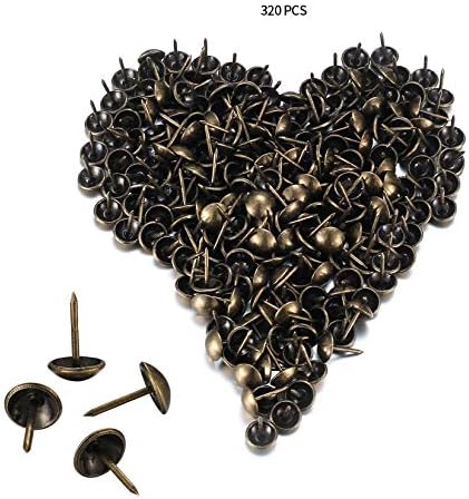 320 Pcs Upholstery Nails, Upholstery Tacks Pins, Furniture Decorative Thumbtacks, Antique Push Studs Pins, Drawing Picture Chairs Carpet Nails Pins Studs Tacks - 11x17 MM/Silver (Bronze)