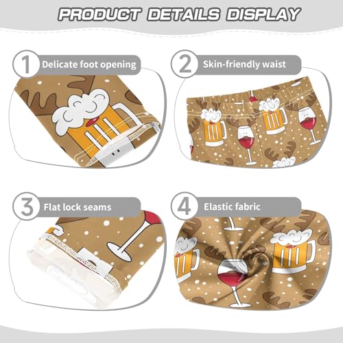 ZZKKO Girls Leggings Beer Mugs with Reindeer Antler Toddler Girls Clothes Leggings for Girls Toddler Girls Leggings 3-4T3