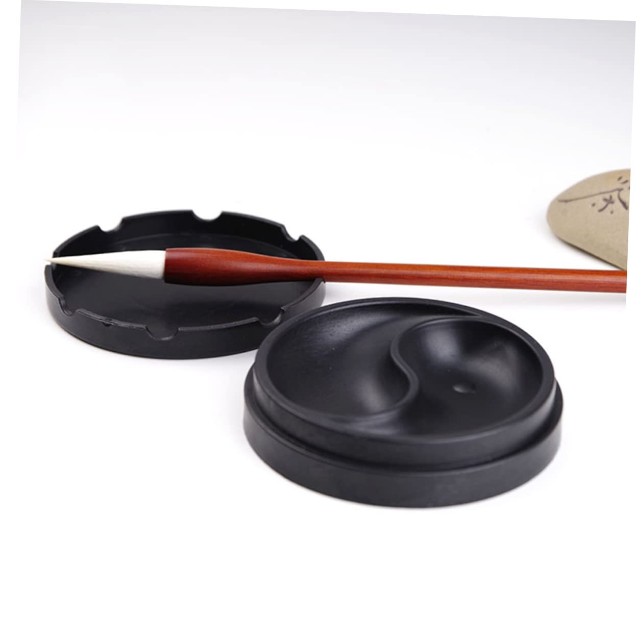 STOBOK Calligraphy Ink Box Tai Chi Shaped Traditional Chinese Inkslab for Smooth Grinding Ideal for Beginners - 9.8Cm X 9.8Cm - Image 3