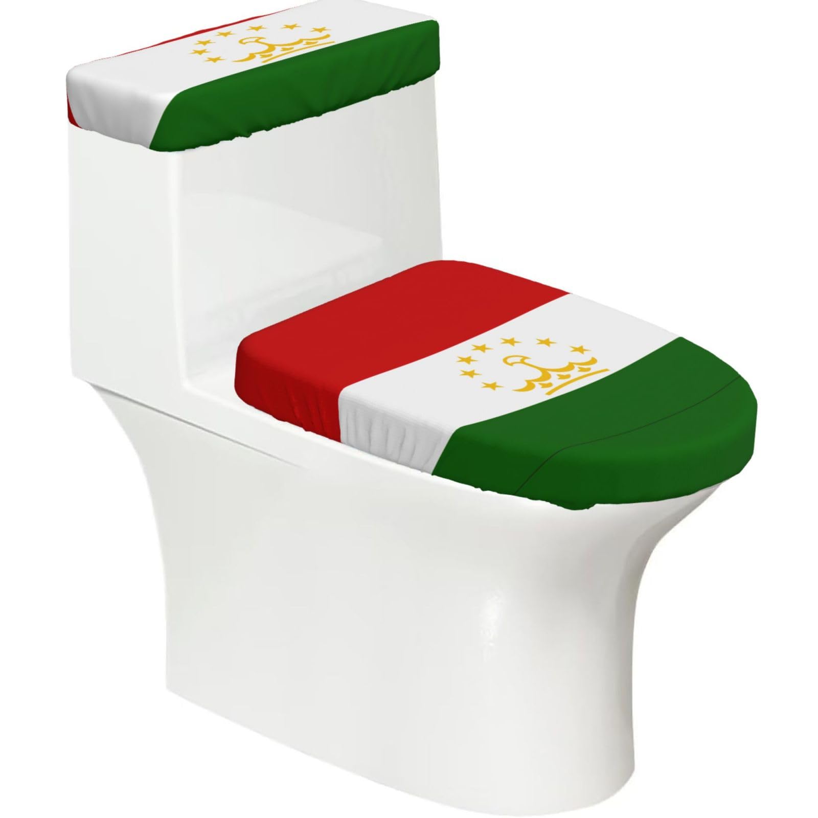 Flag Of Tajikistan Print Bathroom Decor Toilet Lid Cover And Tank Covers, Restroom Accessories Fits Most Round