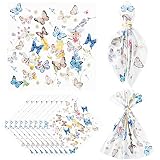 12 Pcs Vintage Butterfly Cloth Napkins Butterflies and Flowers Napkins 20'' x 20'' Washable Dinner N