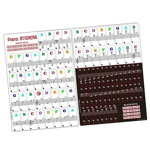 Toddmomy 2 Sets Removable Piano Key Stickers for Keyboards Durable and Safe Easy to Apply and Remove for Beginners Printed Design Set