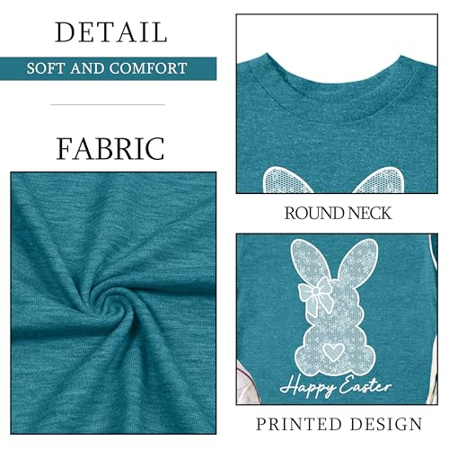 Image of Ithalt Kids Easter Shirts for Girls Cute Bunny Graphic Tshirt Easter Long Sleeve Tops 5-14y