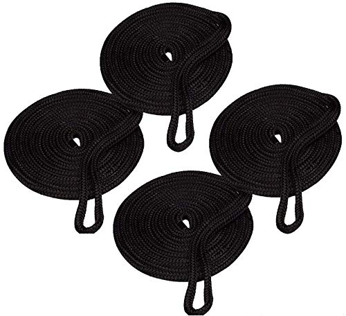 YaeMarine 4-Pack 5/8 Inch 25 FT Double Braid Nylon Dockline Dock Line Mooring Rope Double Braided Dock Line with 15