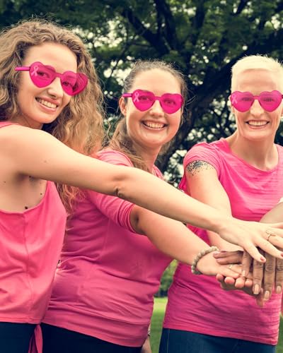 Photect 12 Pairs Pink Ribbon Sunglasses Breast Cancer Awareness Heart Glasses Pink Heart Sunglasses Breast Cancer Awareness 5